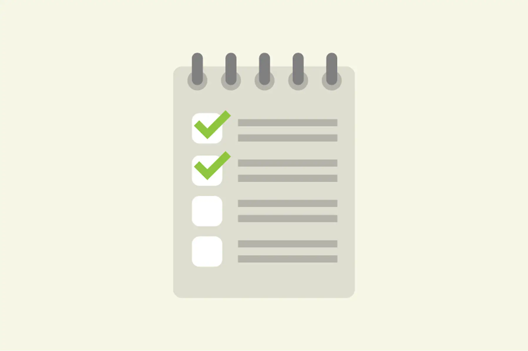 Task list with green checkboxes