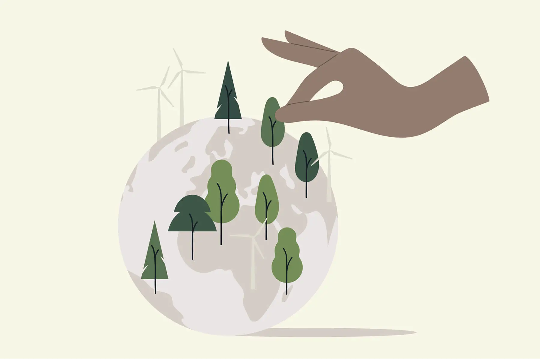 Main plantant des arbres sur la Terre écologique